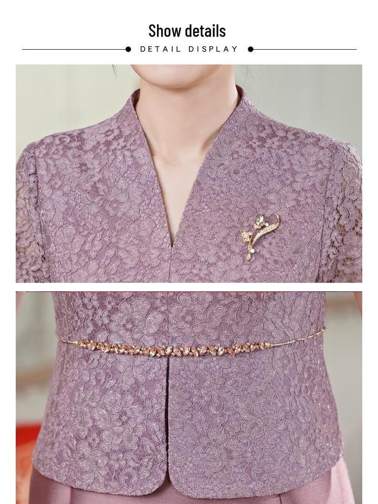 Elegant Purple Two-Piece Mother-in-Law Wedding Outfit 2025 - Fashionable, Slimming Dress Set with Flattering Design