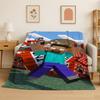 Classic SSandbox Cartoon Pixel Bulding Game Flannel Blanket Soft Warm Throw Blanket for Bedroom Living Room Bed Travel Gift