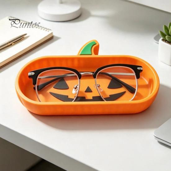 Desk Accessories for Office 3D Printed Pumpkin Glasses Storage Tray, Decorative Desktop Organizer Halloween Home Decor Sunglasses Keys & Jewelry,