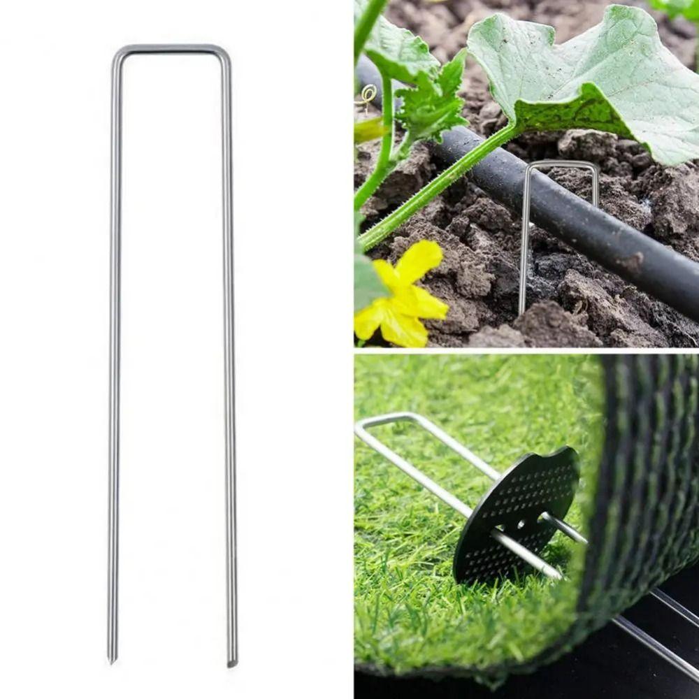 100Pcs Bend-free Ground Nail Steel U-type Garden Turf Staples  Artificial Grass