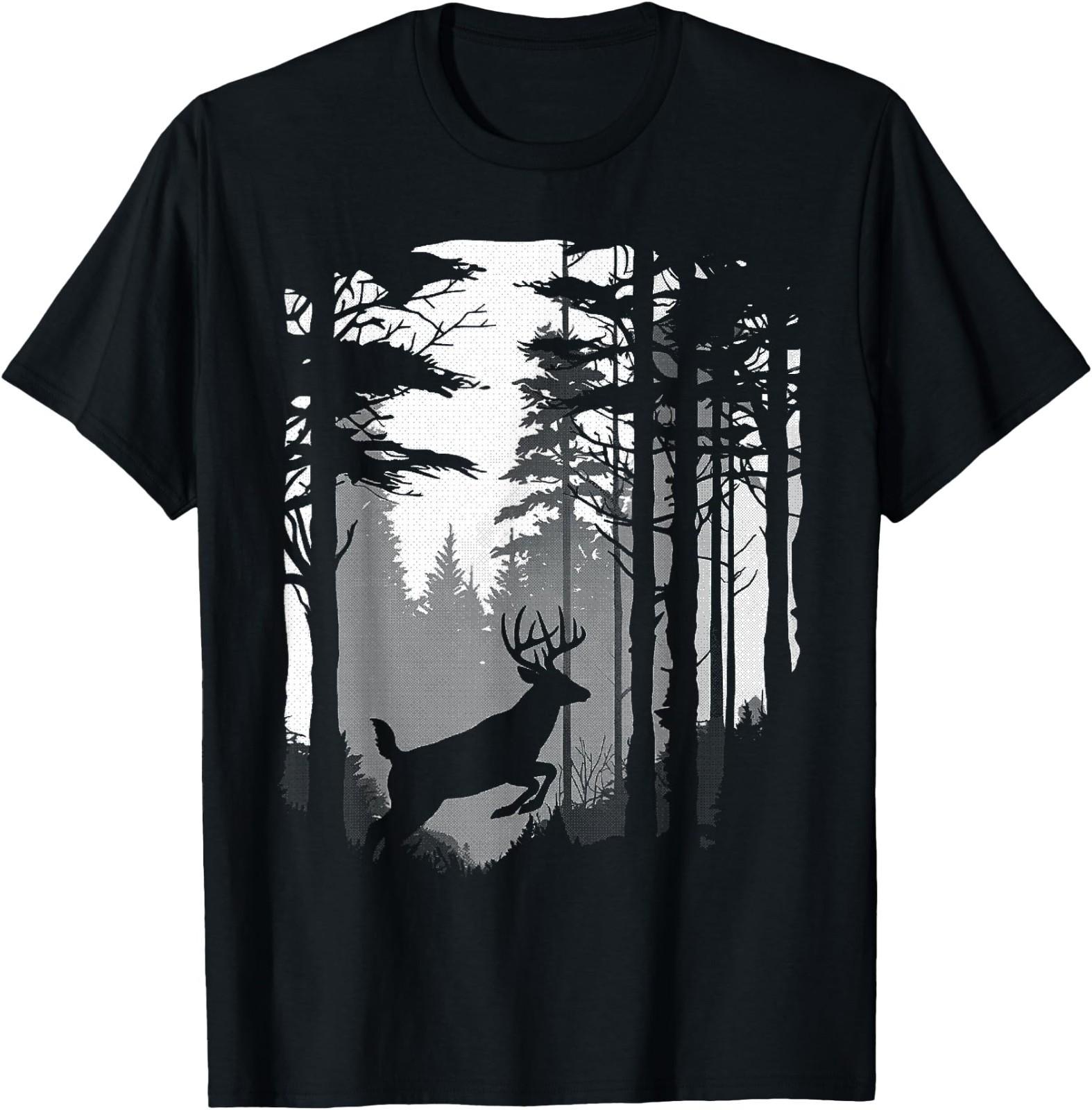 Whitetail Buck Running Through the Forest T-Shirt M