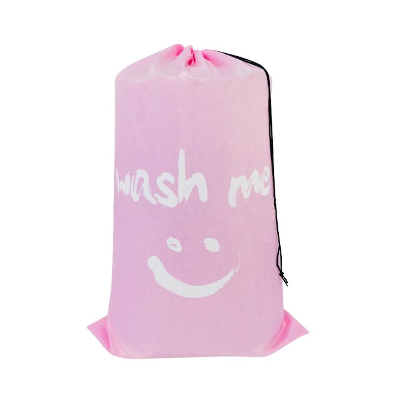 Smile Shape Nylon Laundry Bag Wash Me Travel Storage Pouch Machine Washable Dirty Clothes Organizer Wash Drawstring Bag