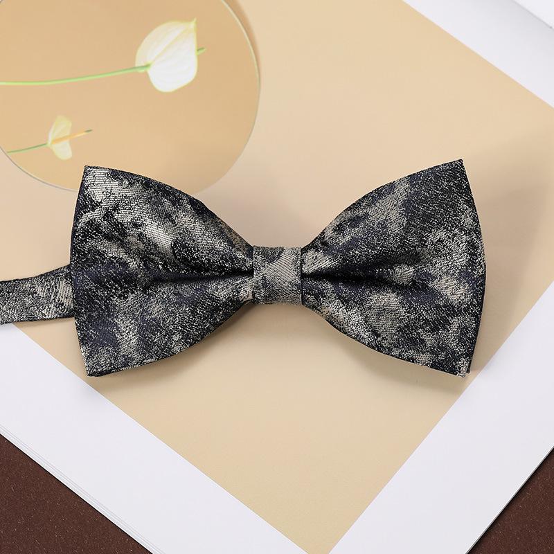 Men'S Fashion Bow Tie Color Woven Jacquard Double Striped Small Flower Business Retro Suit Shirt Bow