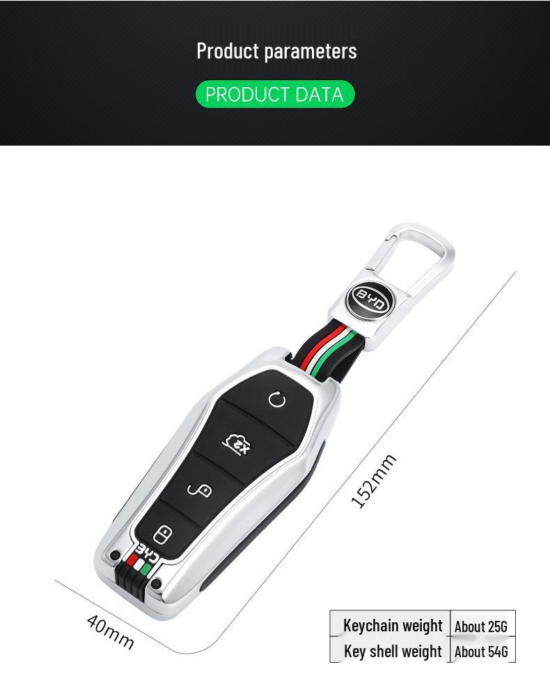 Metal Key Cover for BYD Qin Plus DM-i, Dolphin e2, Yuan, e6, and e3