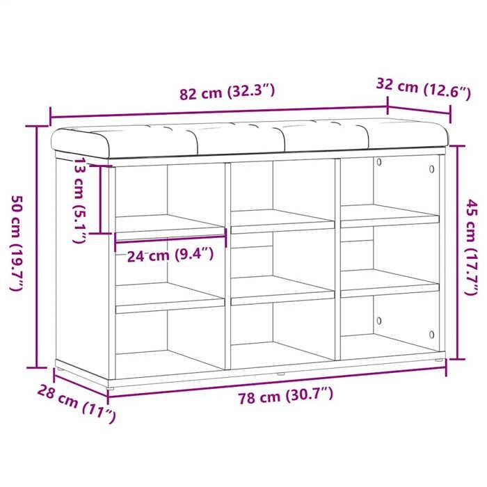 VidaXL Shoe Bench Old Wood 82x32x50 Cm Engineered Wood, Bench, Storage Bench, Hallway Seat 857623