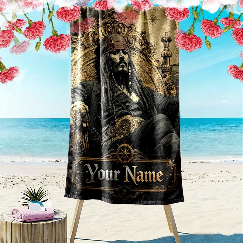 Name Custom Johnny Depp Print Beach Towel, Large Soft Quick Dry Towel for Beach Camping Swimming