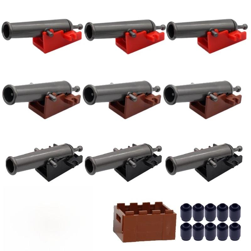MOC Building Blocks Military Navy Figures Accessories Medieval Cannon Ammunition Wilderness Scene Tent Bonfire Brick Toy Gifts