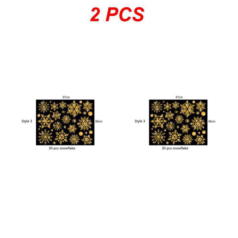 1/2/4PCS New Year Wallpaper Christmas Glitter Snowflake Window Sticker Electrostatic Wall Stickers Snowflake Door Glass Decor