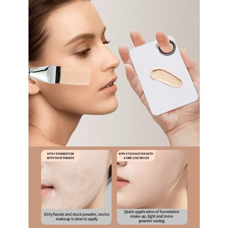 3pcs/set Makeup Mixing Palette, Professional Stainless Steel Makeup Tool Palette, Color Mixing Stick, Foundation Makeup Brush, Makeup Tool