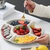 Plastikteller mit Fächern, Blumenform, Snackbehälter-Teller, Lebensmittelaufbewahrungsschale, für den Haushalt