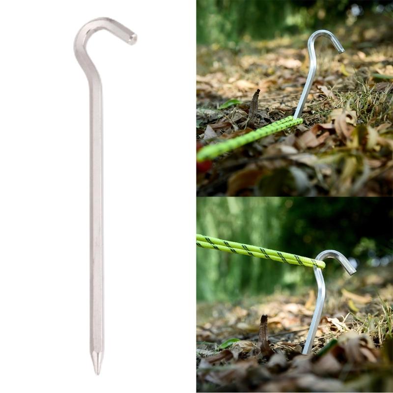 18cm Camping Tent Stake Aluminum Alloy Canopy Stakes Spikes Heavy Duty Tent Peg Wind-proof Lengthened Tent Ground Nails