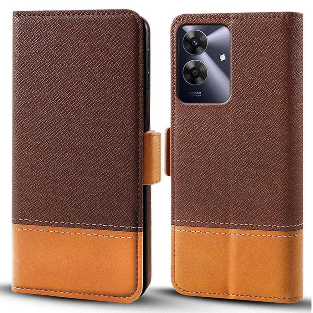 

Чехол-кошелек из ПУ-кожи с цветными вставками для Realme Note 60 A