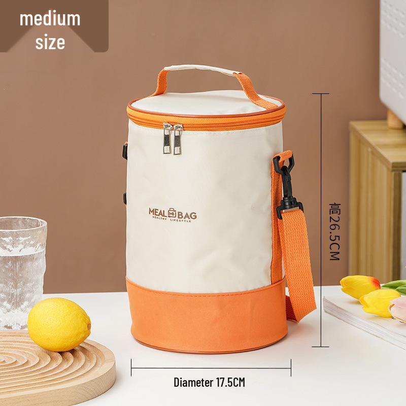 Insulated Round Lunch Bag for Office Workers - Waterproof & Thick Aluminum Foil