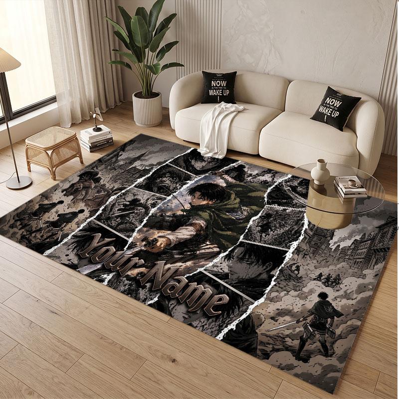 Custom Name Crystal Velvet Rug,Attack on Titan Comfortable Anti Slip Floor Mat For Room Decoration