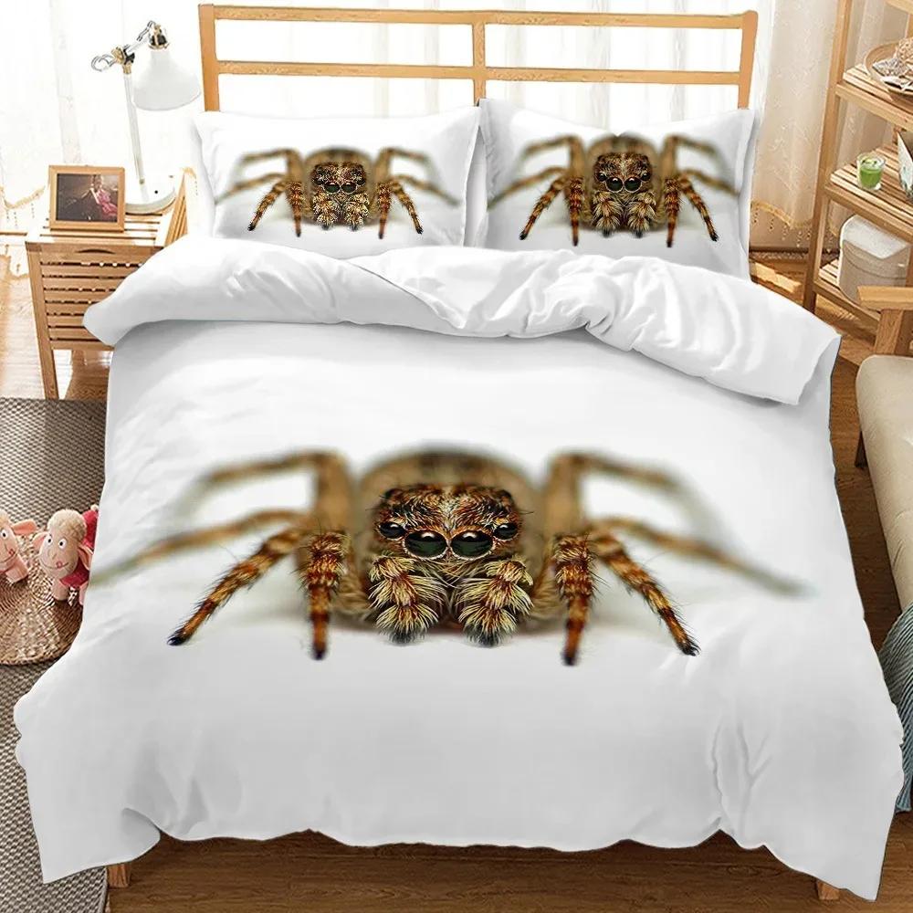 Spider Bettbezug-Set Tarantel 3D-Druck Bettwäsche-Set Queen King Size Modisches Design Insekten-Thema Bettdeckenbezug,Kissenbezug(s)