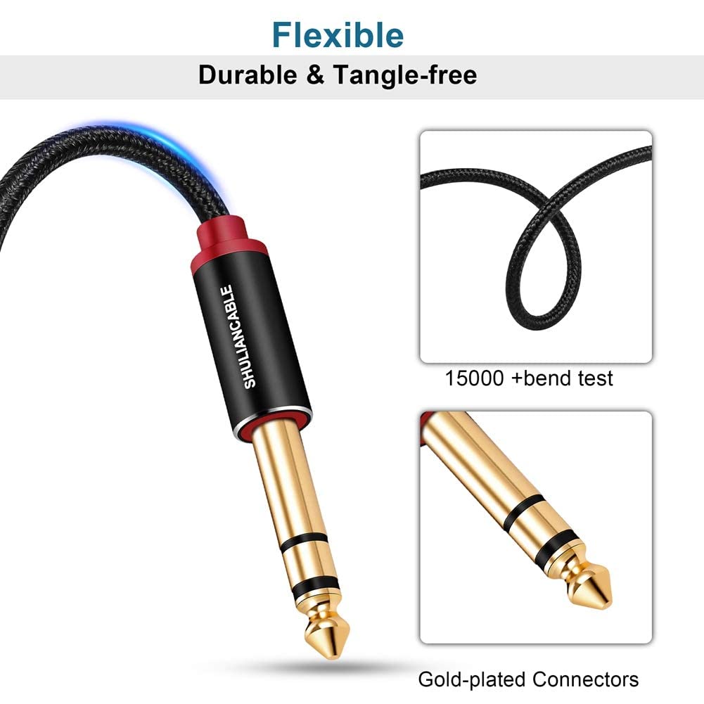 SHULIANCABLE Guitar Standard Male to Male for Connecting 6.35mm Cable, Plug, Mixers, Guitars, Amplifiers, Speakers, etc. (10M)
