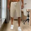 Men Sport Short Pants Drawstring Elastic Waist Straight Comfortable Fit Knee Length Soft Breathable Pockets Single Color Men Summer Everyday Short