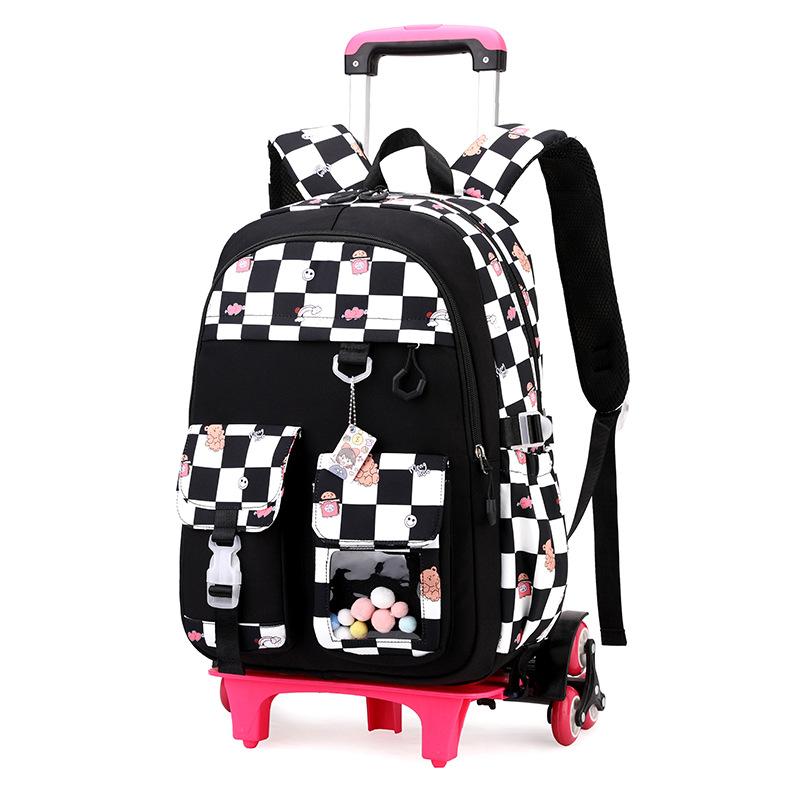 Zaino Scolastico per Bambini Zaino Cartone Animato per Studenti con Ruote Borsa Porta Libri Carina Zaino Scolastico su Ruote per Bambine Bambini Zaini con Ruote