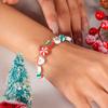 Christmas Santa Claus Snowman Snowflake Tree Soft Clay Beaded Bracelet Gift Box Candy Deer Pattern Bangle For Women Men Jewelry