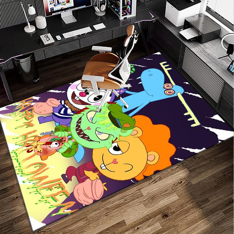 Happy Tree Friends Anniversary Office Rug Chair Mat, Game Carpet, Suitable for Front Door, Bedroom, Living Room, Desk, Holiday Gift