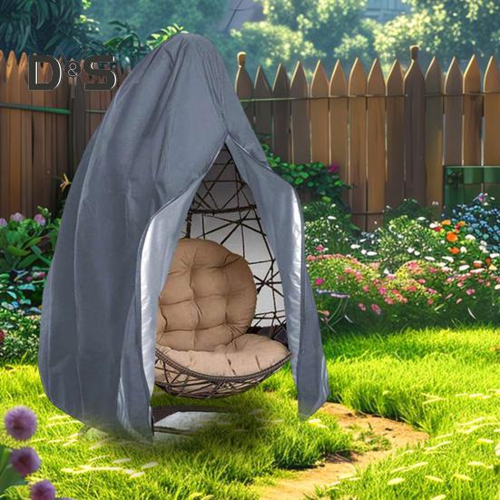 Schutzhülle für Terrassen-Eierstuhl mit Reißverschluss, wasserdicht, UV-beständig, Kordelzug-Design, wetterbeständig, Bezug für Korbweiden-Eierschaukelstuhl für den Außenbereich