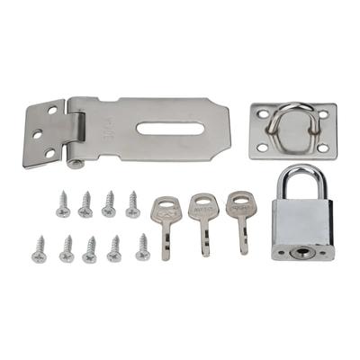 Lock Gate Bolt Door Clasp Shed Latch Padlock Sliver Stainless Steel Staple Gate Door Lock Door Lock Easy Install