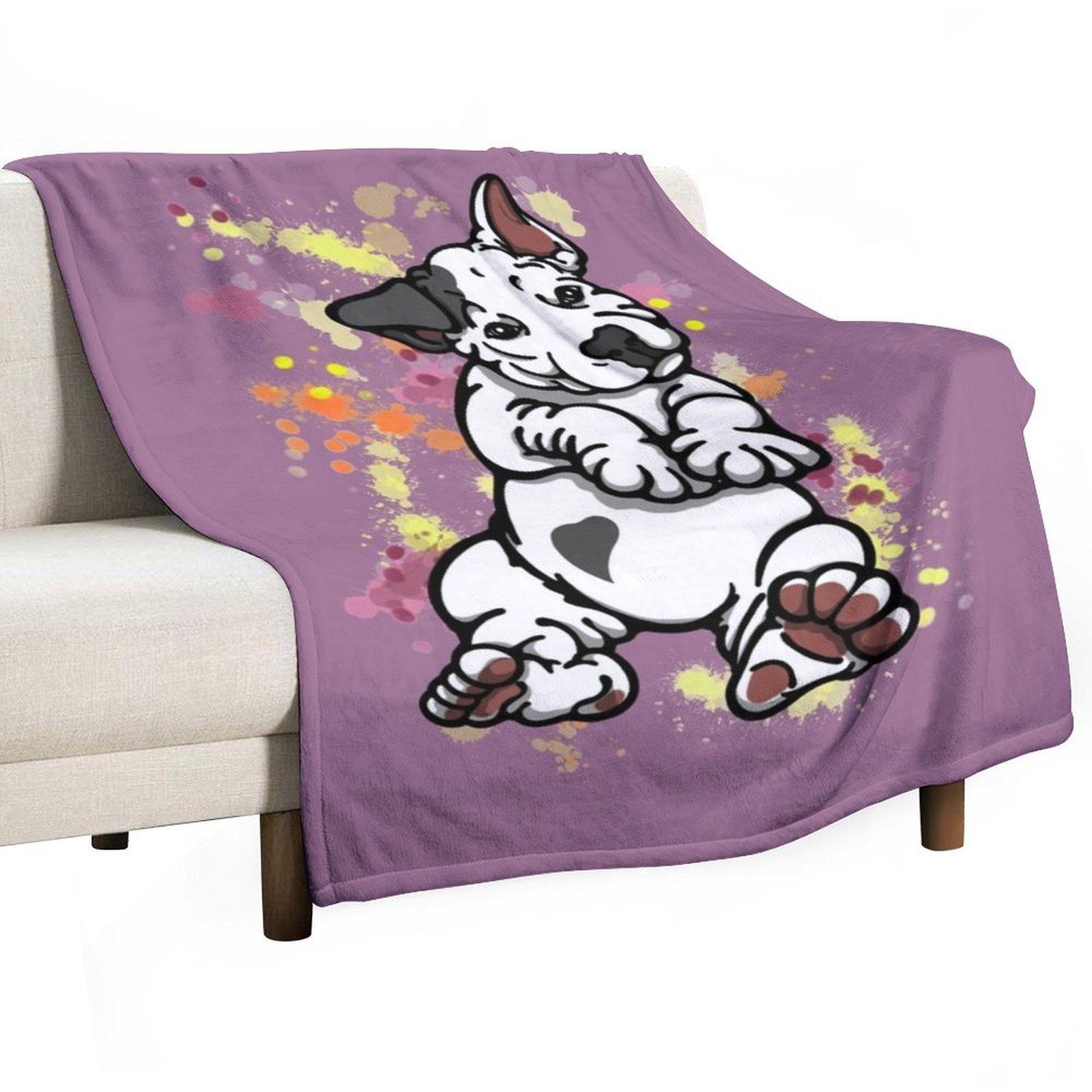 Black Ear Bull Terrier Puppy Throw Blanket Cute Designers Loose halloween Blankets 30x40in