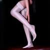 80D Oil Shiny Retro Lace Stockings Soft Satin Thigh High Hold Stockings With Anti-Slip Silicone Pole Dance Women Shaping Hosiery