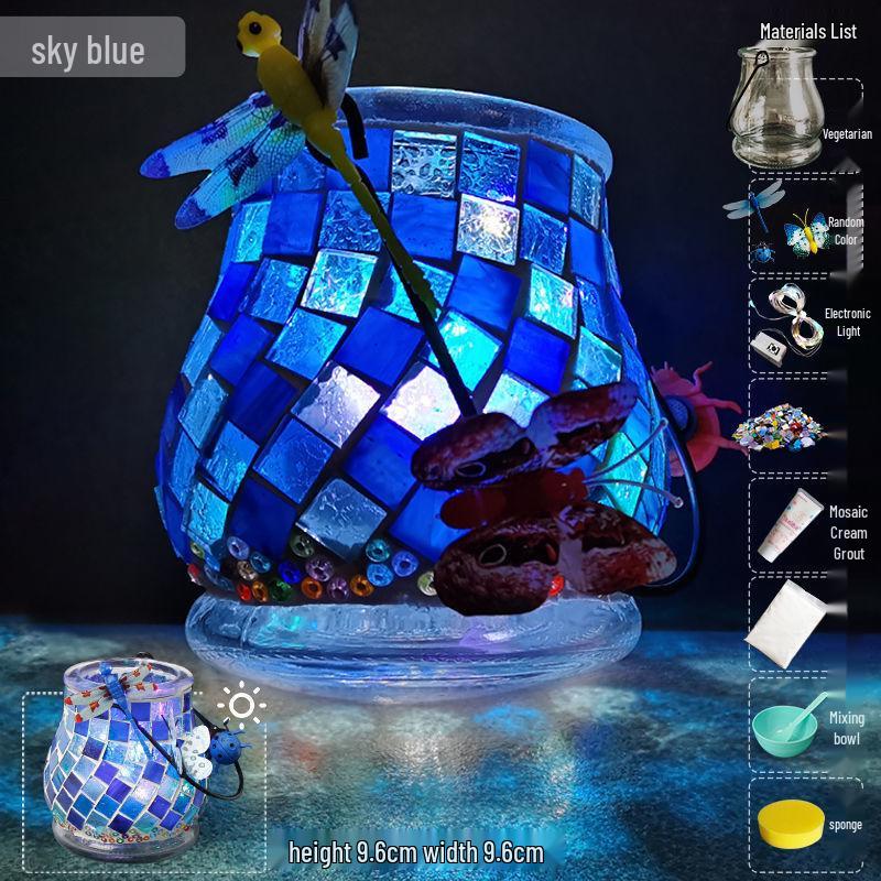 Glass Mosaic Candle Holder DIY Kit: Handmade Parent-Child Educational Toy for Children's Day