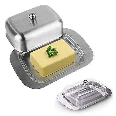 Butter Dish with Lid Stainless Steel BPA Free Dishwasher Safe Storage Box for Butter Cake Bread Fruit Home Restaurant Hotel Kitchen Use