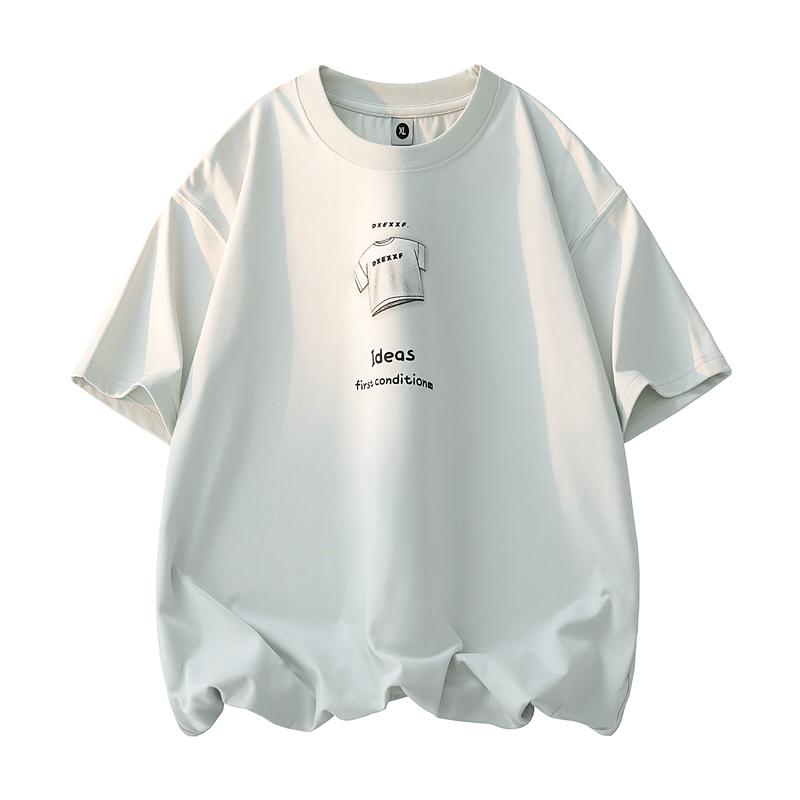 

Drapey Round Neck Pure Cotton Classic Versatile Casual Loose Comfortable Sweat-absorbent Breathable Short-sleeved T-shirt For Men 4XL зелений