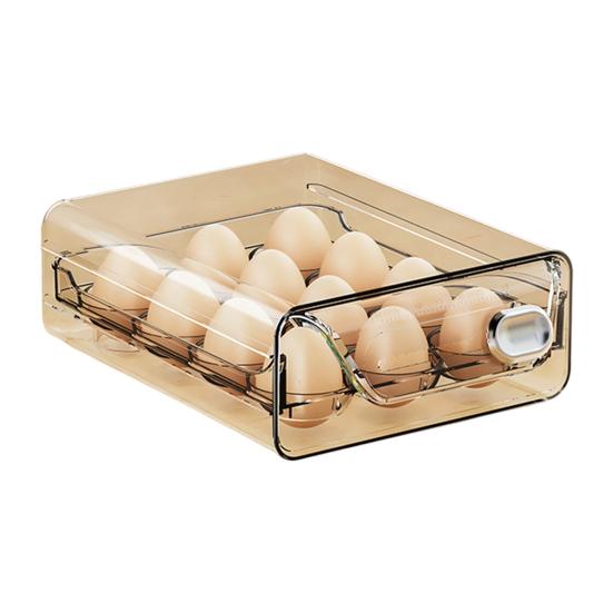 

Egg Storage Box Transparent Space Saving Egg Container with Individual Slots Smooth Sliding Drawer Egg Holder for Kitchen Refrigerator M A