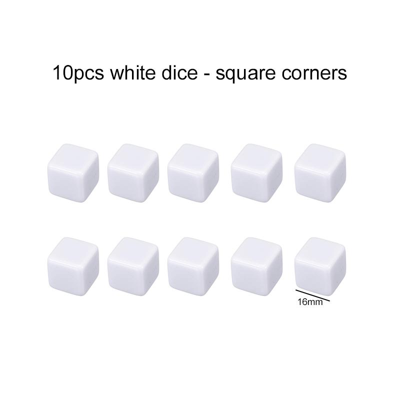 10pcs Blank Dice 16mm Acrylic Rounded/Square Corners DIY Write/Draw Chessboard Game Dice for Festival Party Gambling Props TMZ