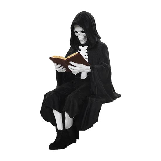 Shelf Sitter Decoration 3D Printed Firefighter Skeleton Sitter, Gothic Fireman Soldier Robed Warrior Spirit Ornament Figurine, Collectible for
