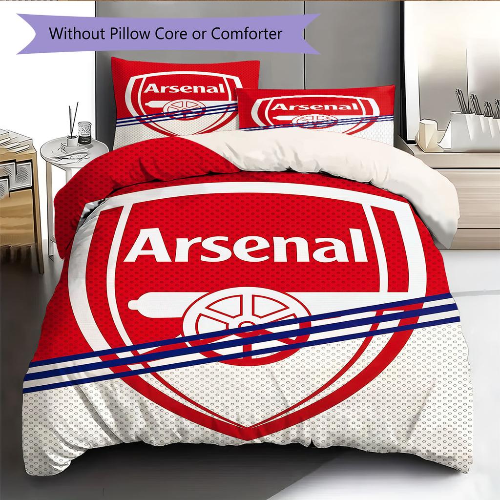 Arsenal Pattern Bedding Home Decoration Birthday Gift ( 1 Duvet Cover + 2 Pillowcase, Without Core),fan Merchandise.