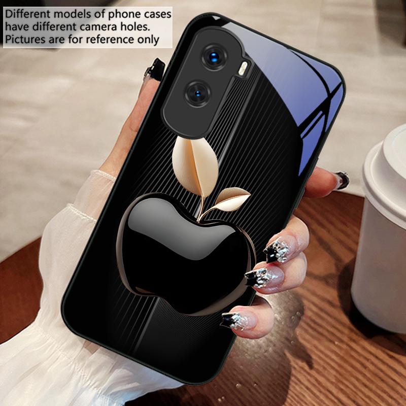 Stripe Gradient Apple Red For Honor 200 90 8X 9X Pro Lite P50 P40 Nova 10 11i P60 Magic4 6 Mate 20 50 Tempered Glass Phone Case