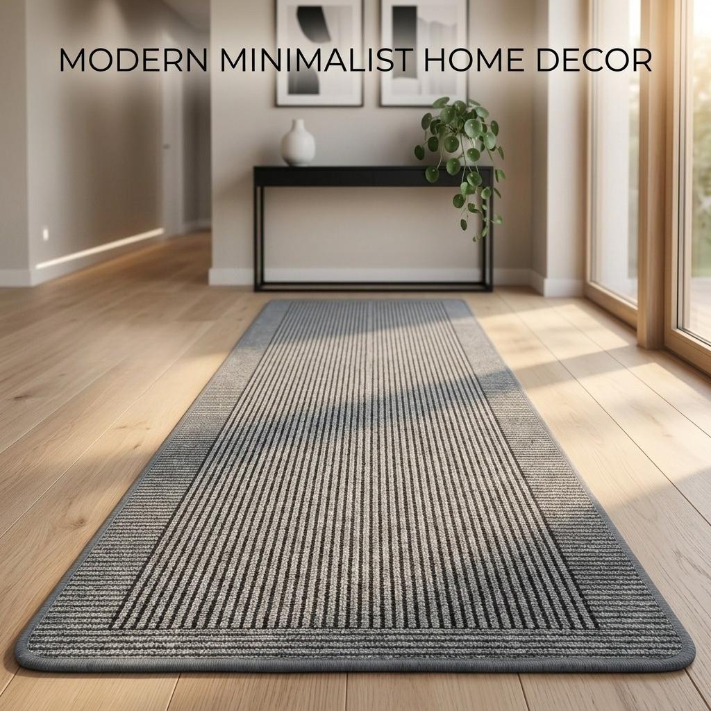Faux Linen Kitchen Runner Rug Rubber Backing Absorbent Non Slip Floor Mat for Hallway Bathroom Laundry Room Machine Washable