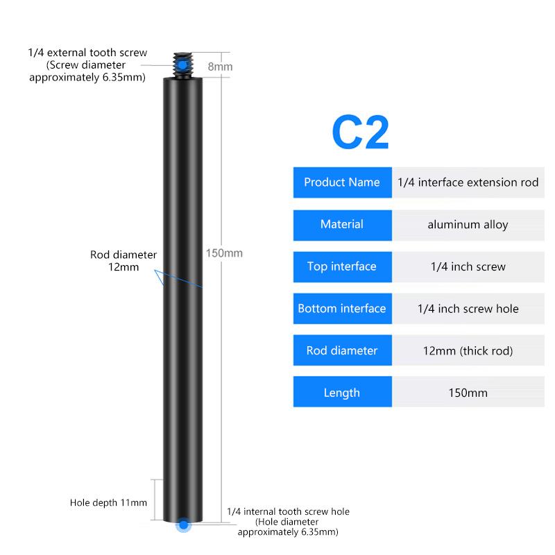 Universal Aluminum Extension Arm 1/4 Male Female Connectors Port Extension Rod Poles For Action Camera & Tripods