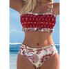 Womens High Elasticity Floral Print Bikini Set With Padded Cups No Underwire Triangle Bottom Backless Design Beach Pool