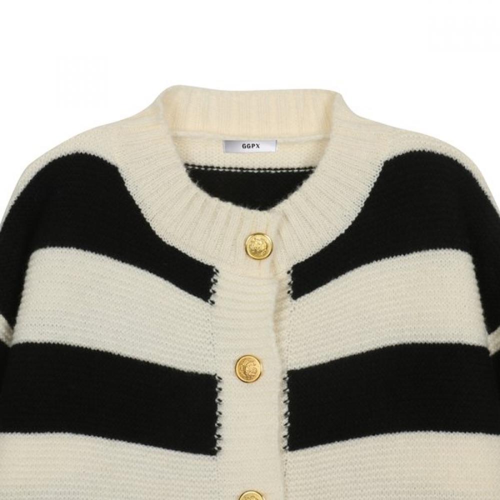 Ggpx New York Gold Button Line Block Knit Cardigan Gockg033f