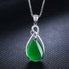 Silver Plated Red Corundum Pendant Necklace Women Green Agate Gemstone Short Choker Collarbone Jewelry