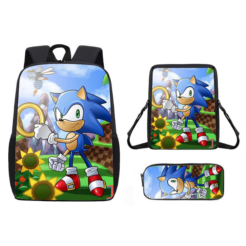 Children Cartoon Pattern Breathable Backpack Three Piece Set