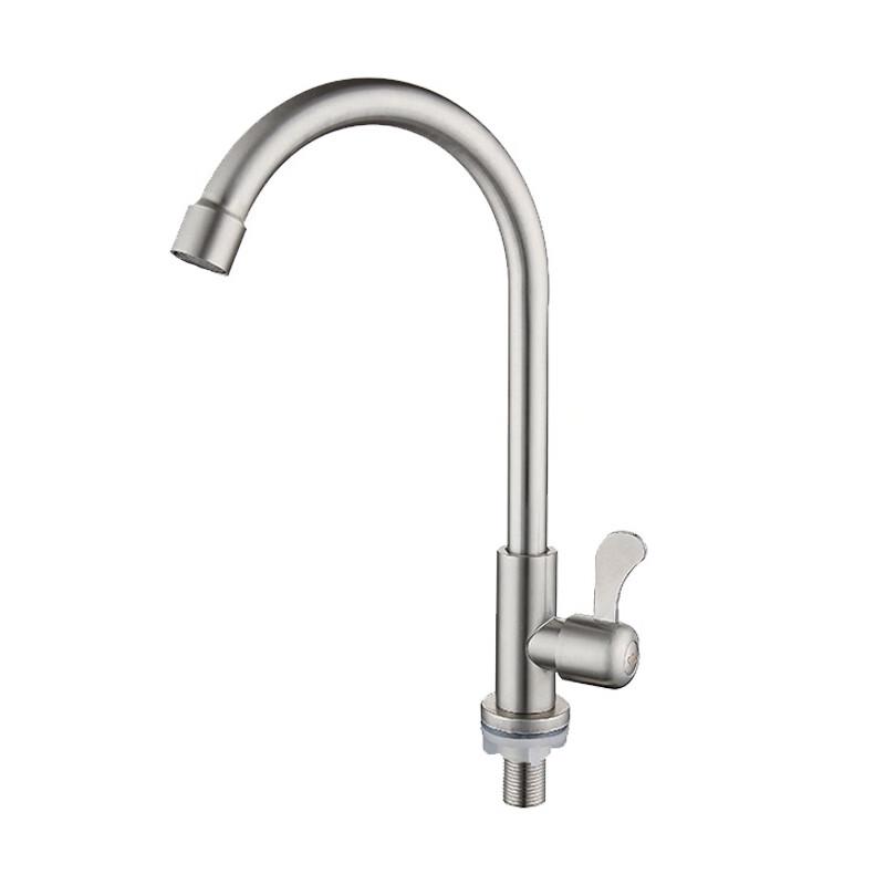 Naixin 304 Stainless Steel Single Cold Sink Faucet Single Cold Vertical Large Bend