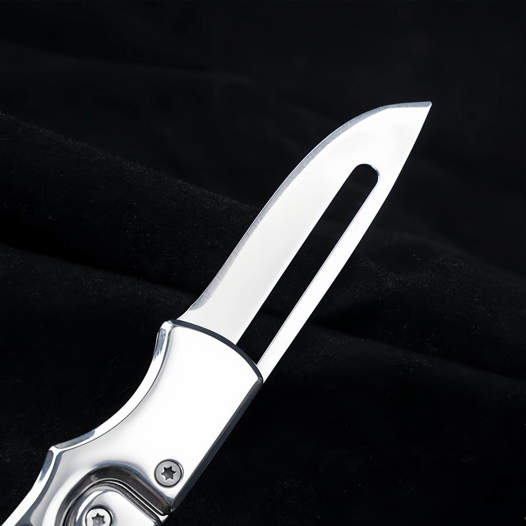 Outdoor Folding Knife Fruit Knife Stainless Steel Camping Knife Mini Mechanical Folding Knife Keychain Carrying Pocket Knife