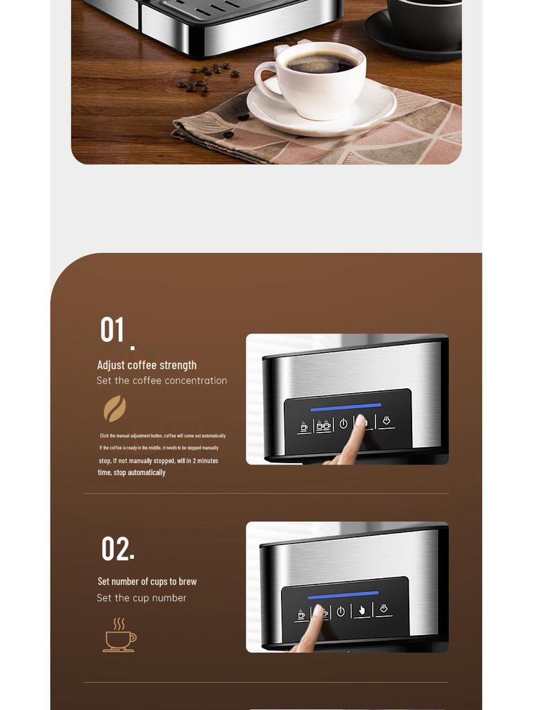 Italian Semi-Automatic Coffee Machine, 20-Bar High-Pressure Steam, Compact for Home or Office, Milk Frother Included