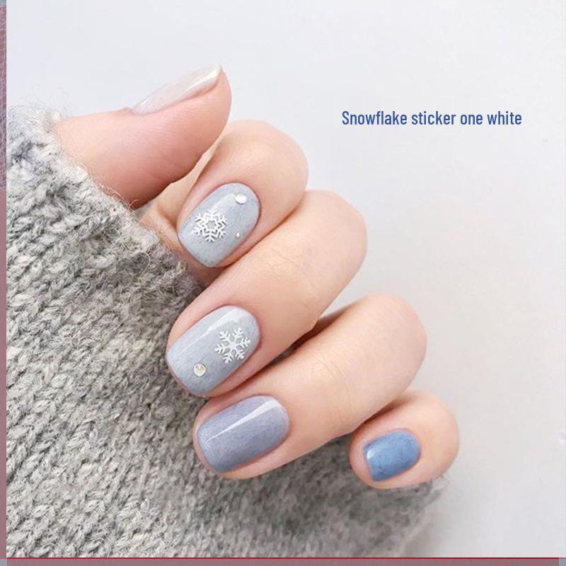 Snowflake Nail Stickers: White Back Adhesive Decals for Christmas, with Gold & Silver Laser Designs
