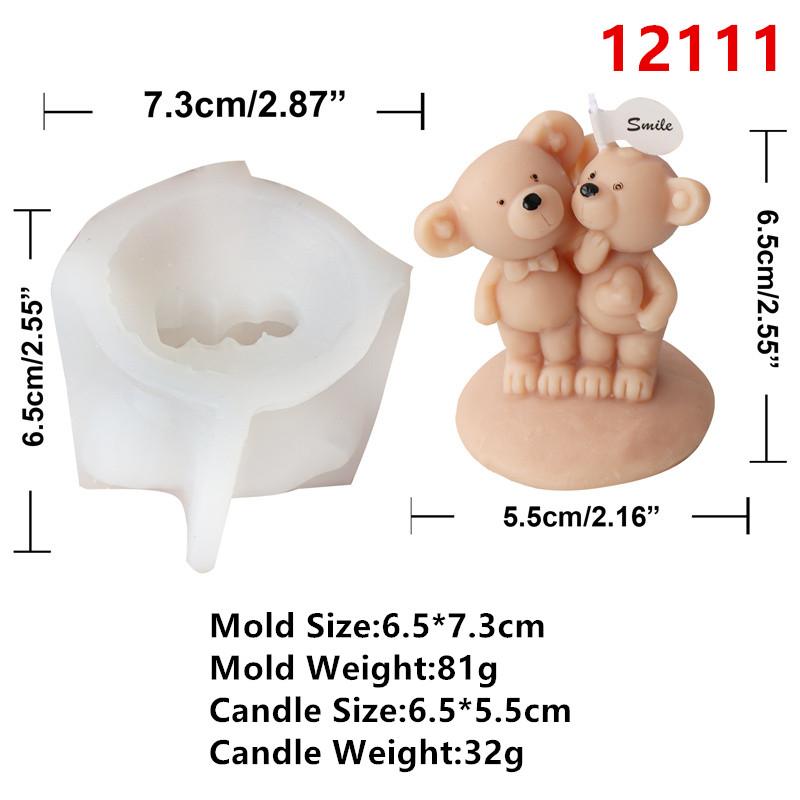 

3D Cartoon Bear Cute Animal Silicone Candle Mold DIY Teddy Bear Sitting Stand Bear Family Scented Plaster Soap Making Mold