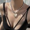 Fashion Trend Niche Sense Heart Leather Rope Collarbone Chain Temperament Simple Cold Wind Silver Love-shape Necklace