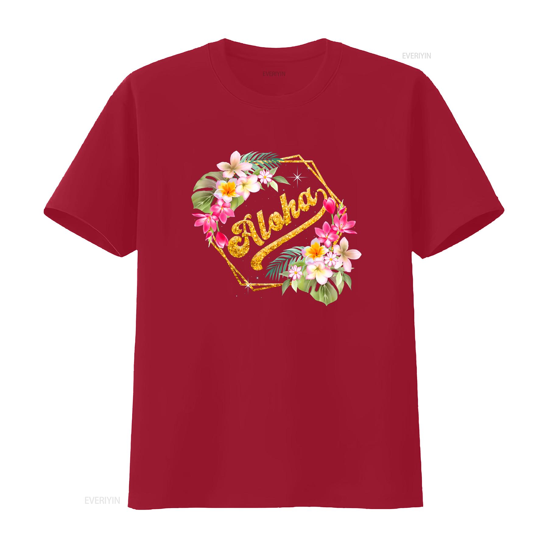 

Women s T Shirt Funny Hawaii Beach Luau Party Aloha Flowers Casual Tops Black X Large vintage Washed Breathable S