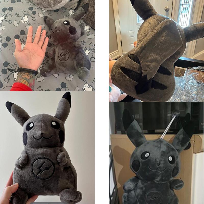 30CM X Fragment Anime Character Dark Pikachu Doll Kawaii Pop Doll Black Pikachu Pillow Birthday Gift Female
